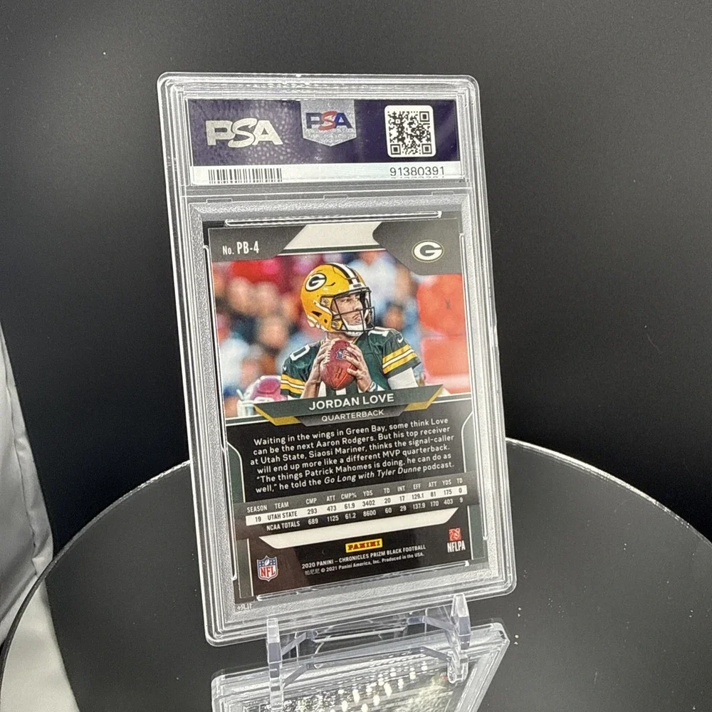 2020 Panini Chronicles Jordan Love Prizm Black PB4 PSA 9 MINT ROOKIE RC